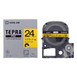 「テプラ」PROテープカートリッジ マグネットテープ 黄/黒文字 24mm