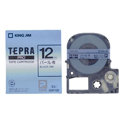 テプラPROテープカートリッジ カラーラベル（パール） 青テープ/黒文字 12mm