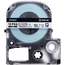 テプラPROテープカートリッジ キレイにはがせるラベル 白テープ/黒文字 18mm