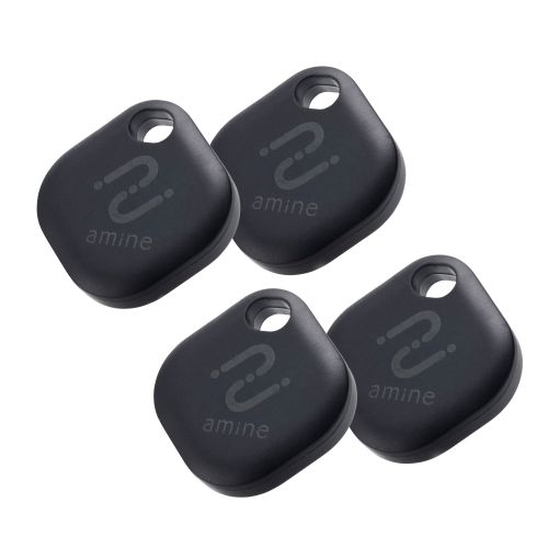 スマートトラッカー/タグ型/IP65設計/iOS対応/電池交換タイプ/4枚セット/ブラック