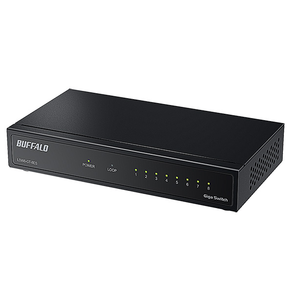 Giga 8ポート スイッチングハブ 電源外付け 金属筐体 マグネット付属 ブラック