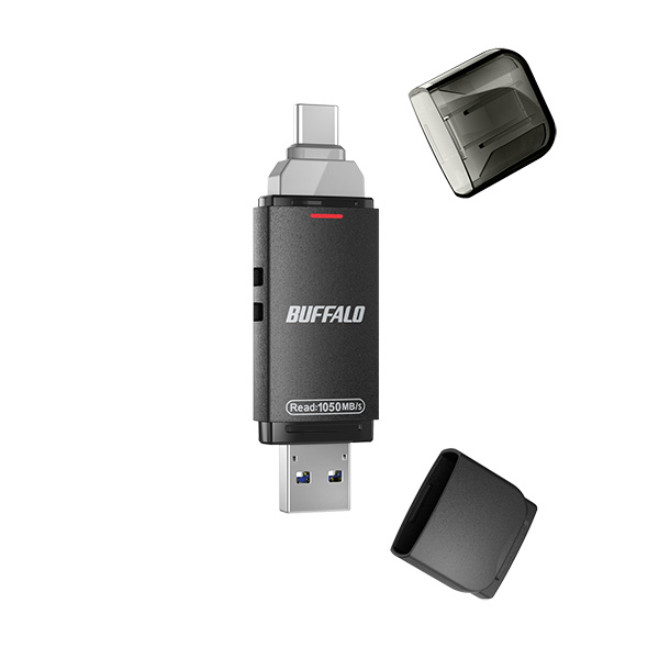 USB3.2(Gen2) Type-C/Aコネクター両対応 高速帯 スティック型SSD 250GB ブラック