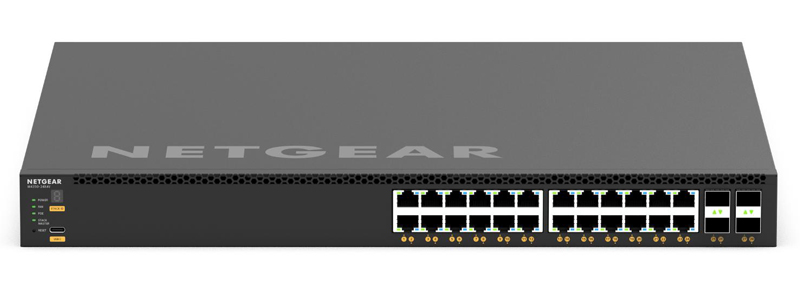 PoE+対応 (576W-720W) 10G/5G/2.5G/1Gポート×24、25G SFP28スロット×4 フルマネージスイッチ M4350-24X4V