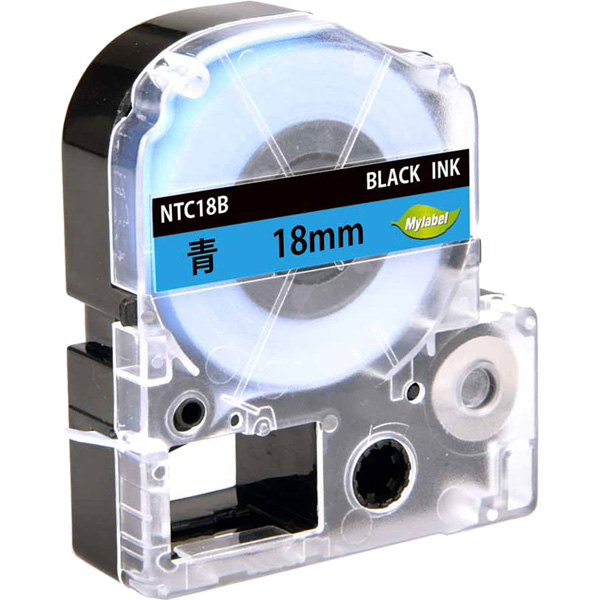 テプラ互換ラベルカートリッジ　18mm 黒文字青テープ