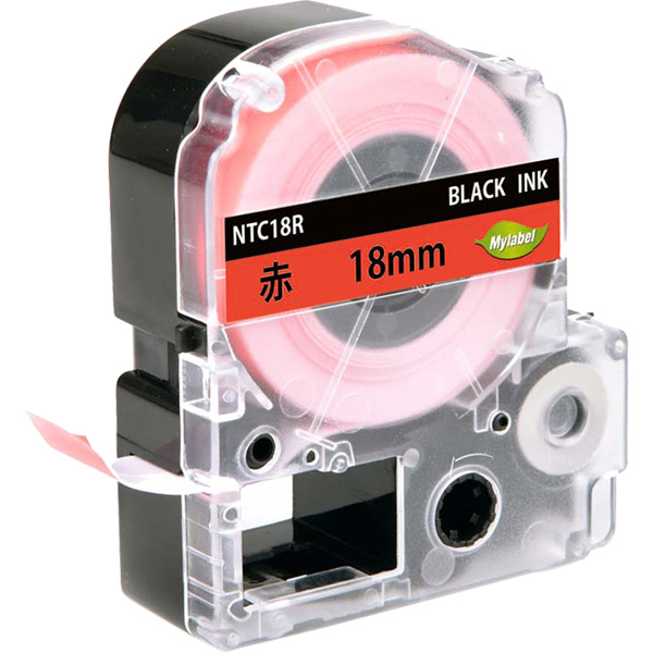 テプラ互換ラベルカートリッジ　18mm 黒文字赤テープ