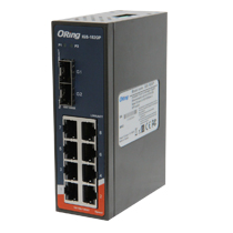 産業用非管理型8+2ポートイーサネットスイッチ DINレールマウント対応 SFPスロット搭載