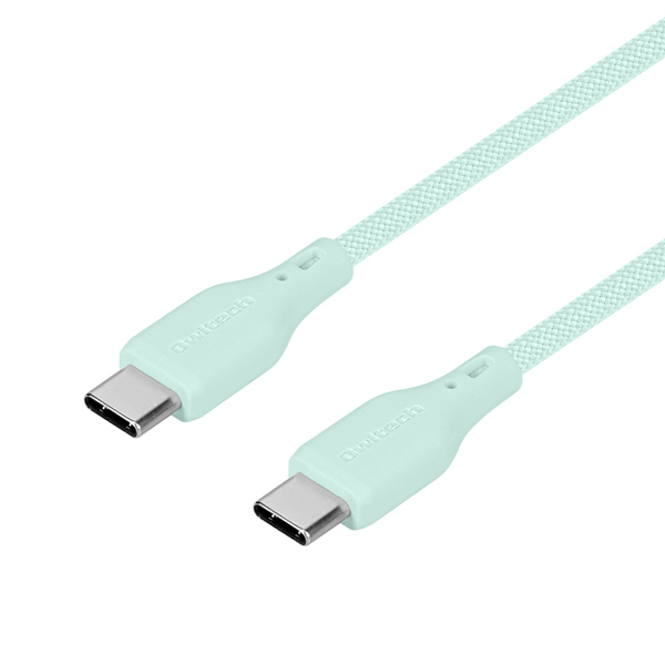 スマホ・タブレット用USBケーブル/USB2.0規格準拠/USB(C-C)/Power Delivery対応/PD60W/データ転送/やわらか/断線に強い/シリコンメッシュケーブル/1.5m/150cm/アイスブルー