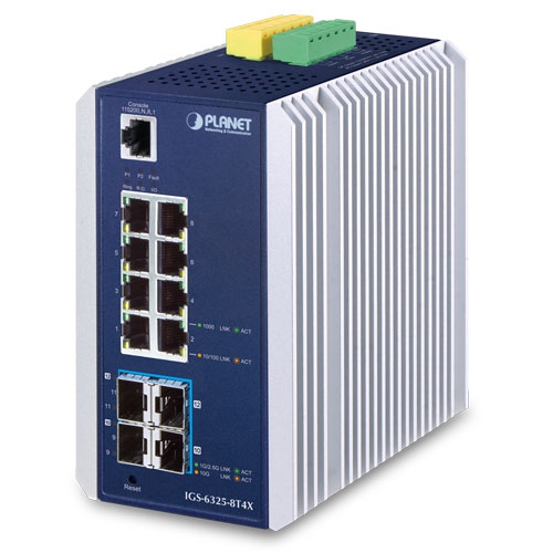 産業用L3 8ポート10/100/1000T + 4ポート10G SFP+ マネージドイーサネットスイッチ