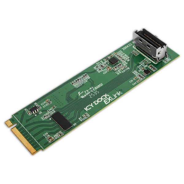 ICYDOCK 信号補正用Redriver搭載 M.2 NVMe PCIe 5.0 x4 対応 MCIO 4i 変換アダプタカード