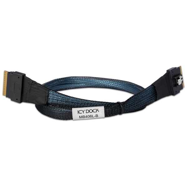 ICY DOCK SlimSAS 8i SFF-8654 to SlimSAS 8i SFF-8654 ケーブル - 0.5M