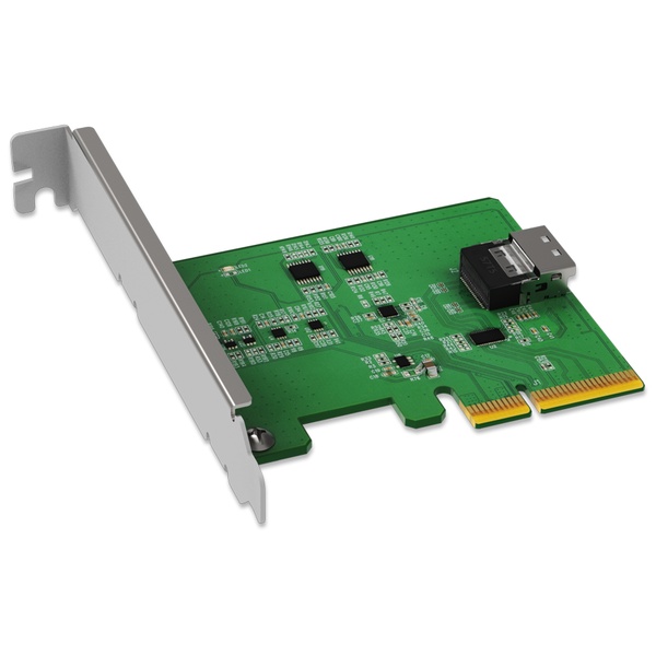 ICYDOCK 信号補正用Redriver搭載 PCIe 4.0 x4スロット 対応 SlimSAS 4i（SFF-8654） 変換アダプタカード