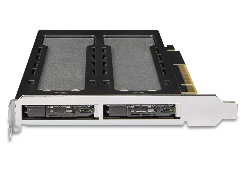 2 x M.2 NVMe SSD搭載用リムーバブルアダプタ PCIe4.0 x8拡張スロット対応（PCIe分岐機能が必要）