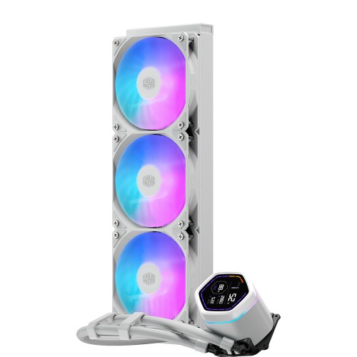 MasterLiquid Core Nex Digital 360 White/360mm水冷CPUクーラー/システム情報を表示可能なデジタルパネル搭載/Intel LGA1851/1700/1200/1156/1155/1151/1150/AMD AM5/AM4