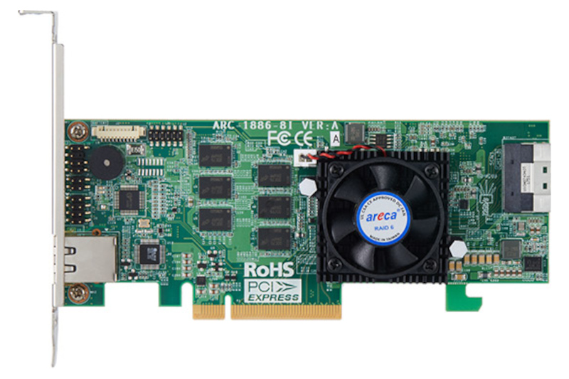 PCIe 4.0 x8 8ポート内蔵用RAIDカード Tri モード対応 SFF 8654 (x8) x1接続 Expander機能付