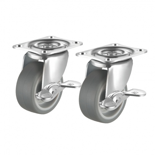 汎用キャスター 75mm径 2個セット（フリーストッパー付き）TPR製