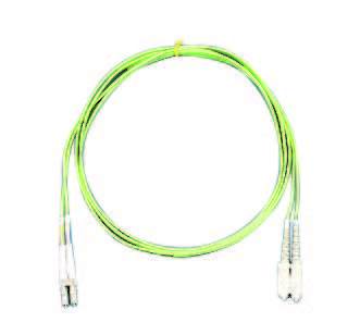 片端SC/片端LCコネクタ付デュプレックスパッチケーブル GI50/125 若草色 2m