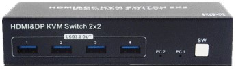デュアルディスプレイKVMスイッチ DisplayPort/HDMIデュアルディスプレイ/マウス/キーボード/USB3.0デバイス対応KVM切替器/最大解像度4K60Hz
