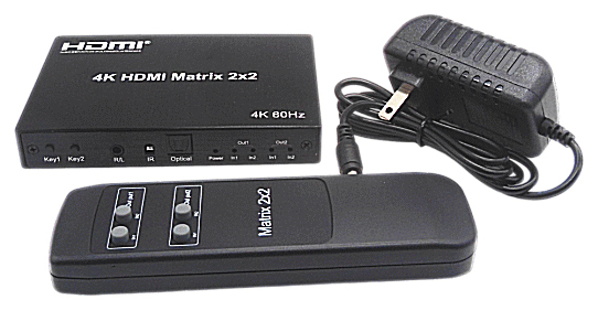 HDMIver2.0/2つの入力映像を2台のモニタに選択表示/2入力2出力/HDMIモニタ分配切替器/最大解像度4K60Hz対応