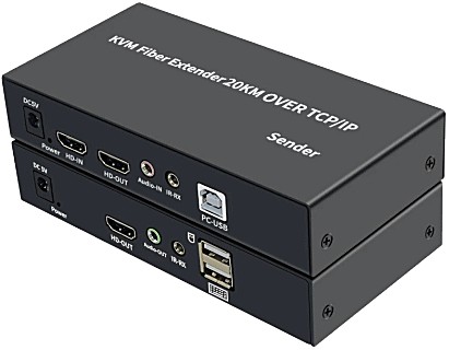 1SCシングルモード光ケーブル利用/HDMIモニタKVMエクステンダー/送受信器セット