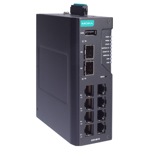 8FE銅線＋2GbE SFPマルチポート 産業用セキュアルーター VPN コンフォーマルコーティング (ワイド温度モデル)