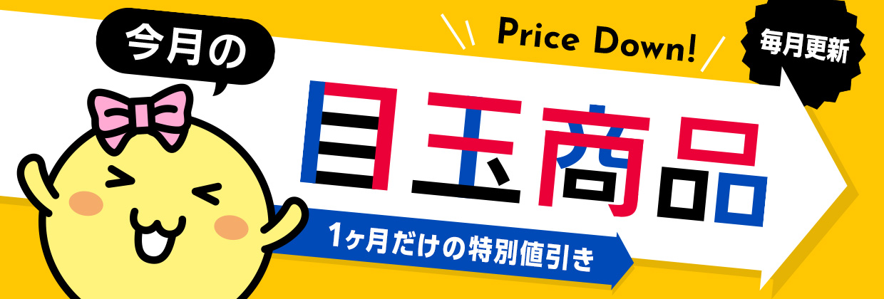 今月の目玉商品 Price Down! 1ヶ月だけの特別値引き 毎月更新