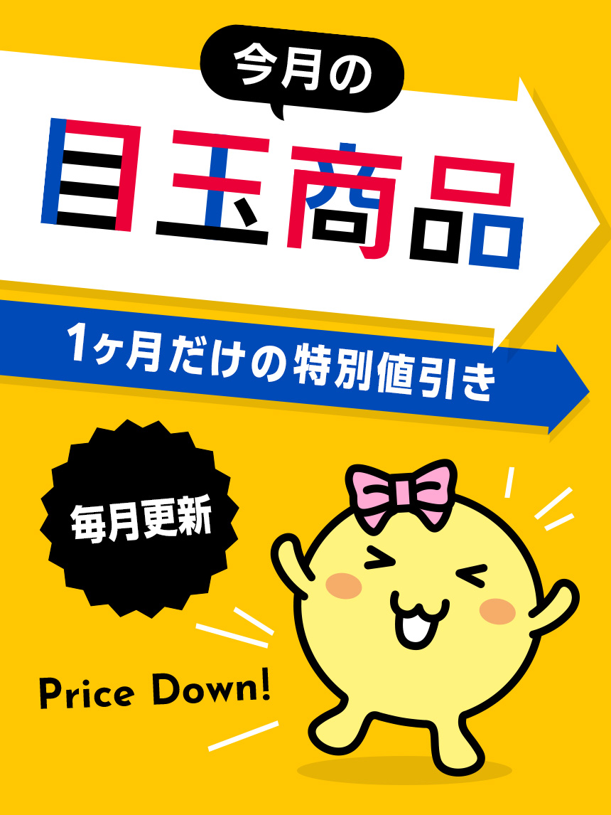 今月の目玉商品 Price Down! 1ヶ月だけの特別値引き 毎月更新