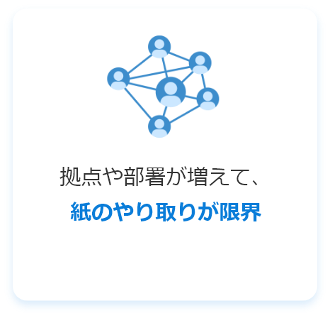 拠点や部署が増えて、紙のやり取りが限界